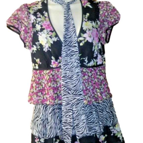 Appropriate Behavior Zebra Floral Dress 9/10 - Picture 1 of 11